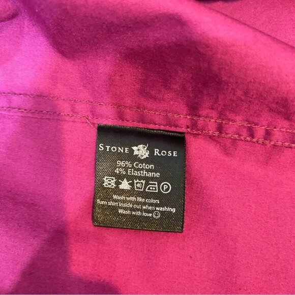 Stone Rose Burgundy Dress Shirt with Checkered Print Red Rivet Collection XXL - Picture 16 of 16